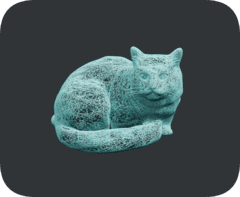 Drahtgitteransicht des V4.0 generierten 3D-Katzens/models